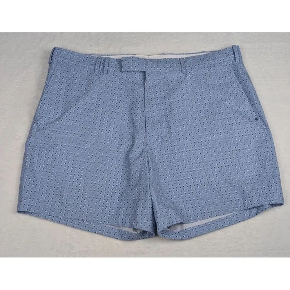 RLX Ralph Lauren Performance Golf Chino‎ Shorts Mens 40 Light Blue Geometric